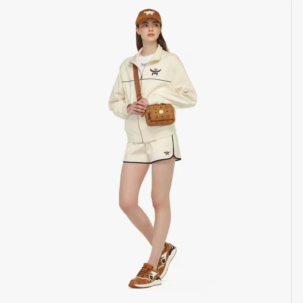 MCM Visetos Mini Leather Aren Crossbody Bag Brown